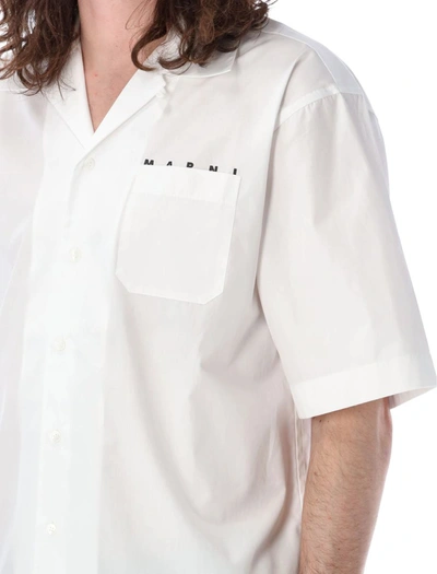 Shop Marni Logo Bowling Shirt In White