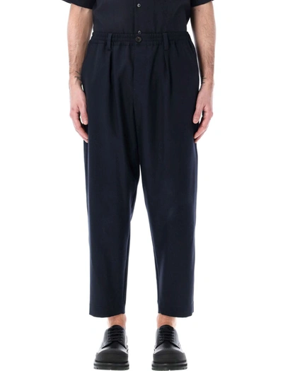 Shop Marni Tropical Wool Pants In Blu Black