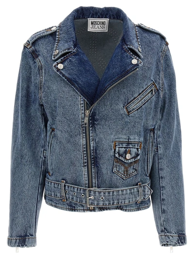 Shop Moschino Jackets In Blue