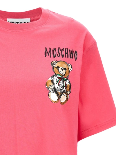 Shop Moschino 'teddy Bear' T-shirt In Fuchsia