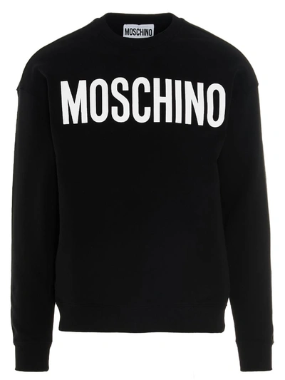 Shop Moschino Lettering Logo Print Sweatshirt In White/black