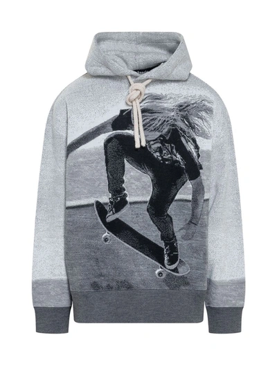 Shop Palm Angels Jacquard Sweatshirt In Grey