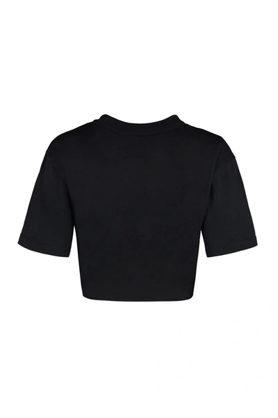 Shop Palm Angels Cotton Crop Top With Logo In Black