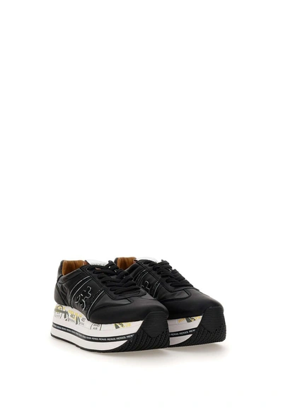 Shop Premiata Black Leather Blend Sneakers