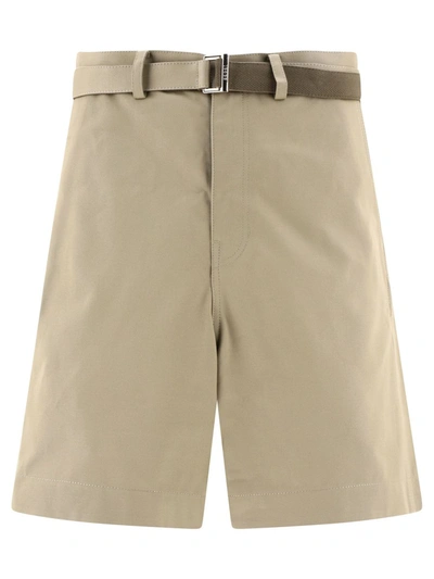 Shop Sacai Belted Chino Shorts In Camel