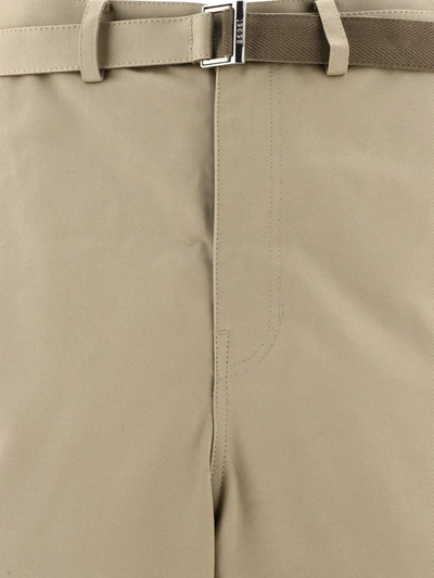 Shop Sacai Belted Chino Shorts In Camel