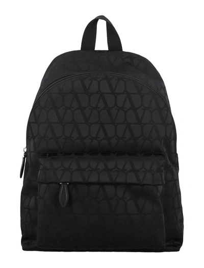 Shop Valentino Garavani Toile Iconographe Backpack In Black