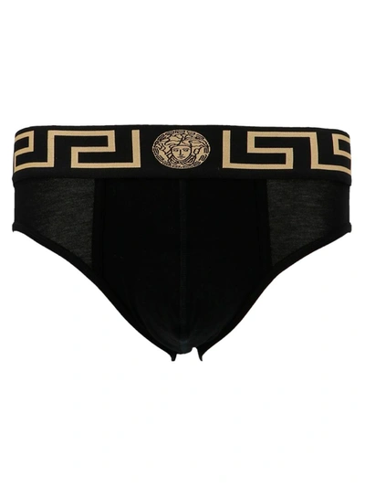 Shop Versace 2-pairs Medusa Riefs In Nero E Oro