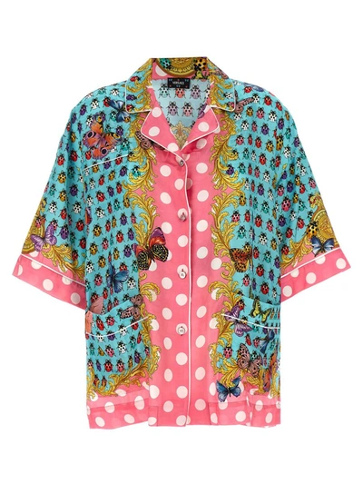 Shop Versace Silk Blend Shirt In Multicolor