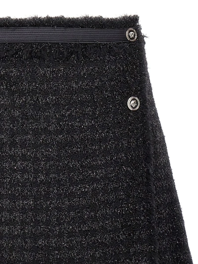 Shop Versace Vichy Tweed Wrap Mini Skirt In Black