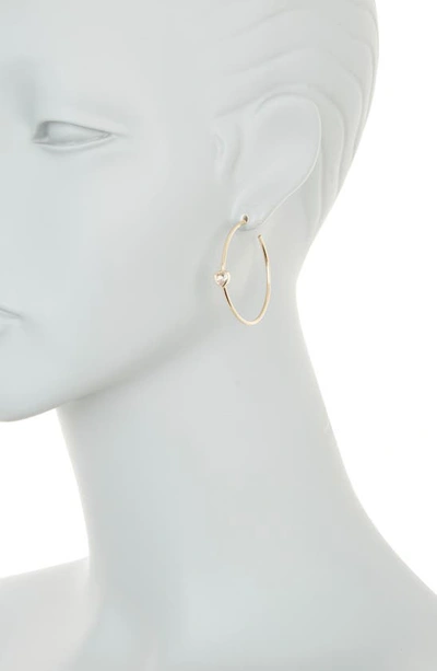 Shop Frasier Sterling Hampton Heart Charm 40mm Hoop Earrings In Gold