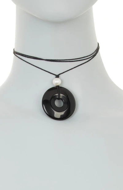 Shop Frasier Sterling Strasbourd Pearl Cord Choker Necklace In Black