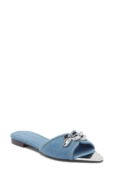 Shop Rebecca Minkoff Curb Chain Slide Sandal In Denim Blue