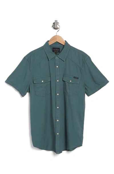 Shop Lucky Brand Western Workwear Short Sleeve Shirt In Hydro Blue