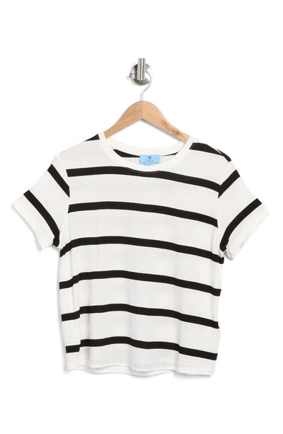 Shop Cece Boxy Crop T-shirt In Black/ Ivory Stripe