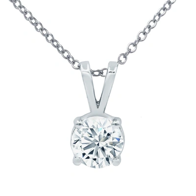 Diana M. 14kt White Gold Diamond Double Bail Solitaire Pendant Containing 0.50 Cts Tw In Multi