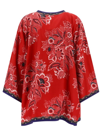 Shop Etro Silk Jacket With Floral Print In Red