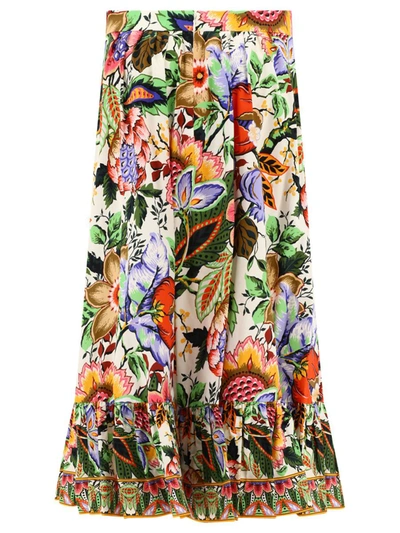 Shop Etro Skirt With Bouquet Print In White