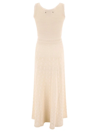 Shop Golden Goose "lowell" Crochet Dress In Beige