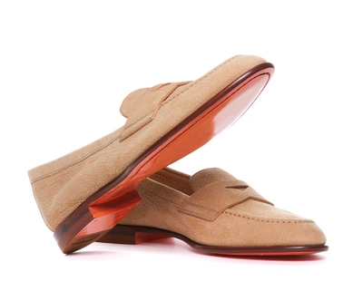 Shop Santoni Flat Shoes In Brown