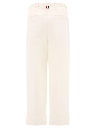 Shop Thom Browne Trousers In Organic Cotton In White