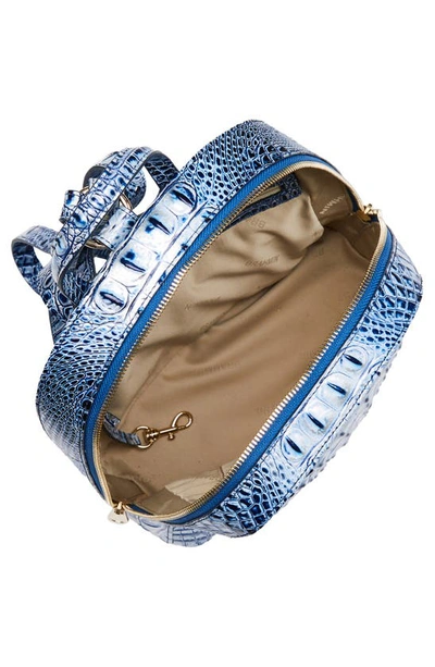 Shop Brahmin Nola Croc Embossed Leather Backpack In Coastal Blue