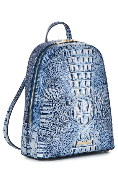 Shop Brahmin Nola Croc Embossed Leather Backpack In Coastal Blue