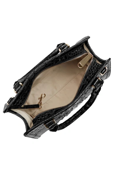 Brahmin Cami Croc Embossed Leather Satchel In Black