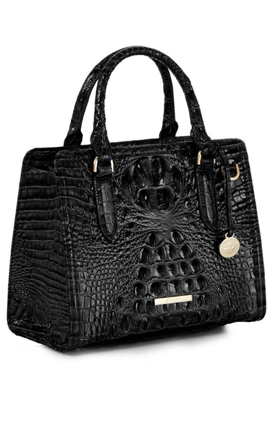 Shop Brahmin Cami Croc Embossed Leather Satchel In Black