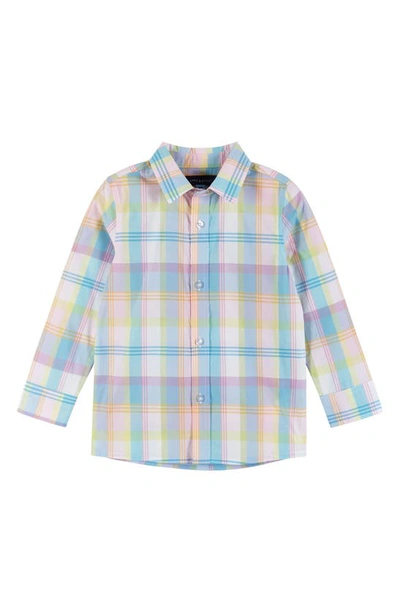 Shop Andy & Evan Kids' Sweater Vest, Button-up Shirt, Chinos & Bow Tie Set In Light Green Plaid
