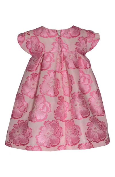 Shop Iris & Ivy Floral Jacquard Organza Bow Mikado Party Dress & Bloomers Set In Pink