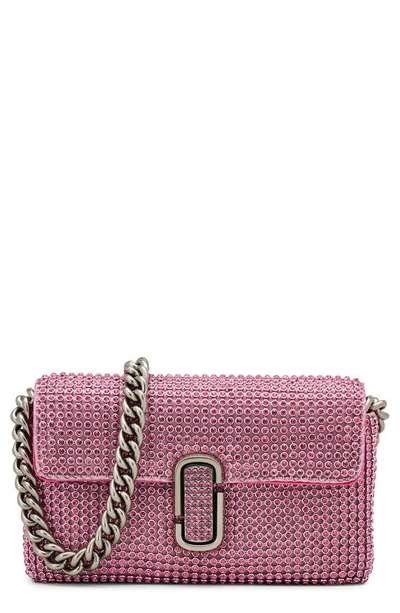 Shop Marc Jacobs The Rhinestone J Marc Mini Shoulder Bag In Petal Pink