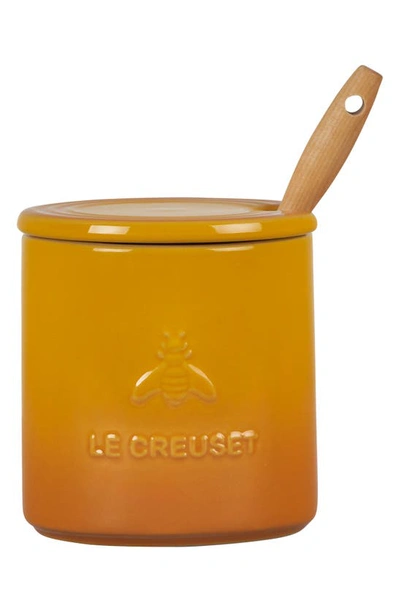 Le Creuset Stoneware Honey Pot & Dipper In Nectar