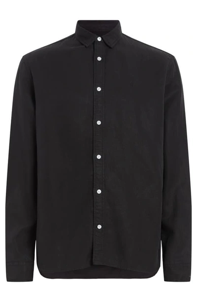 Shop Allsaints Laguna Relaxed Fit Long Sleeve Button-up Shirt In Washed Black