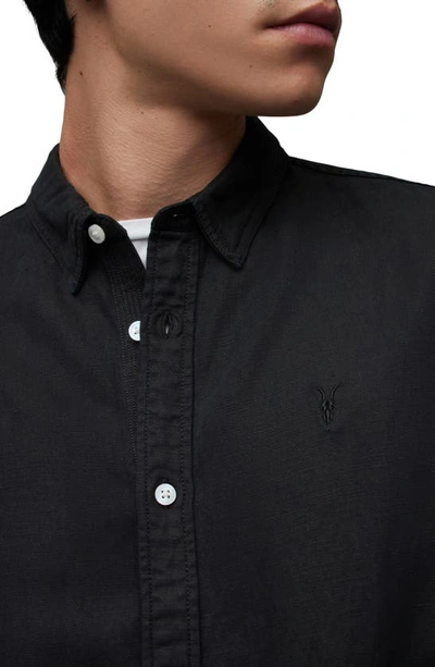 Shop Allsaints Laguna Relaxed Fit Long Sleeve Button-up Shirt In Washed Black