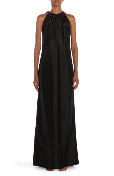 Shop Bottega Veneta Knot Detail Fluid Twill Dress In Black