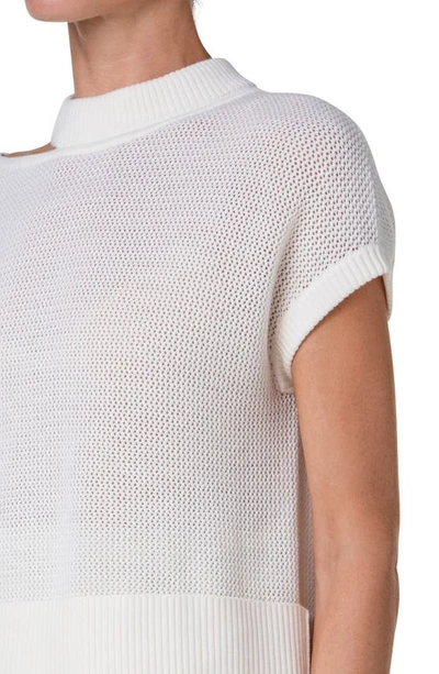 Shop Akris Punto Cutout Cap Sleeve Wool Sweater In Cream