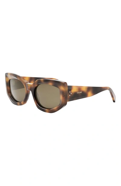 Shop Celine Butterfly 54mm Sunglasses In Blonde Havana / Brown