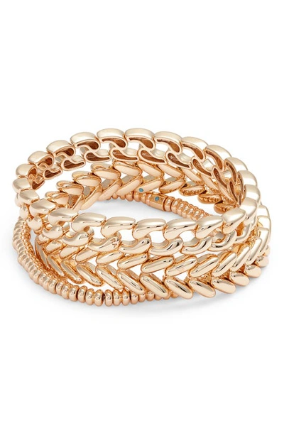 Shop Roxanne Assoulin The Golden Age Set Of 3 Bracelets In Shiny Gold