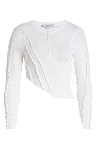 Shop Sami Miro Vintage Asymmetric Long Sleeve Rib Top In White