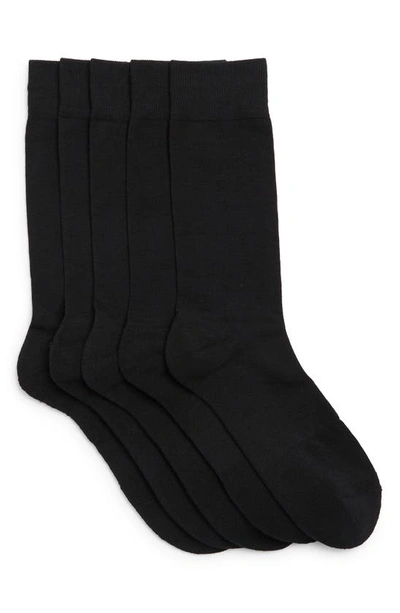 Shop Nordstrom Rack Cushioned 5-pack Crew Socks In Black