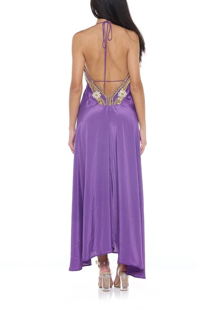 Ranee's Beaded Halter Cover-up Dress In Purple