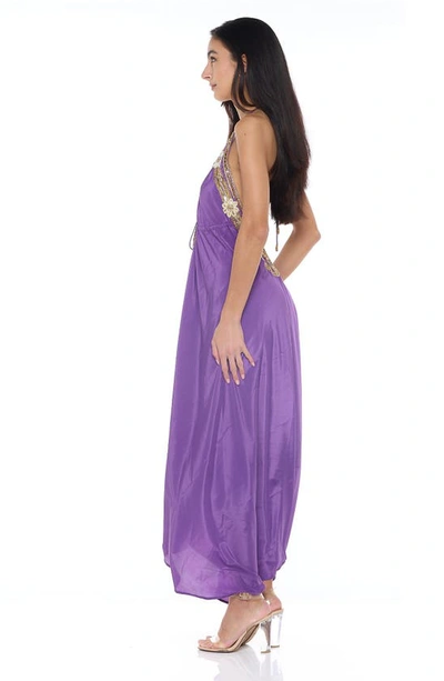 Shop Ranee's Beaded Halter Cover-up Dress In Purple