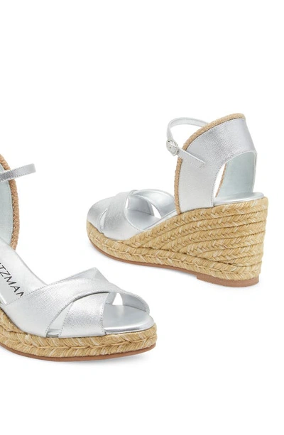 Shop Stuart Weitzman Mirela Espadrille Sandal In Silver/ Natural