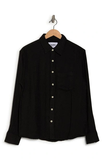 Shop Corridor Solid Cotton Button-up Shirt In Black