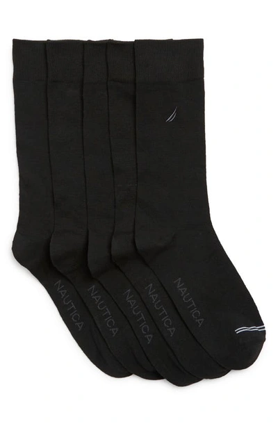 Shop Nautica 5-pack Solid Dress Socks In Black