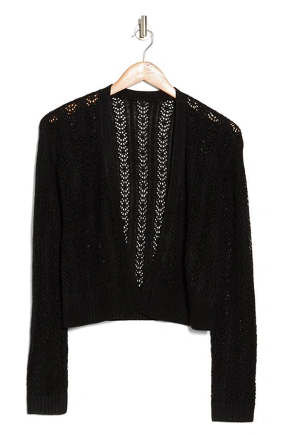 Shop Love By Design Gia Pointelle Cardigan In Black