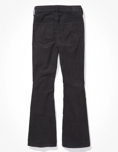 Shop American Eagle Outfitters Ae Stretch Corduroy Super High-waisted Flare Pant In Black