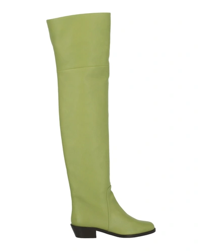 Shop Ferragamo Bucaneve Leather Over-the-knee Boots In Green