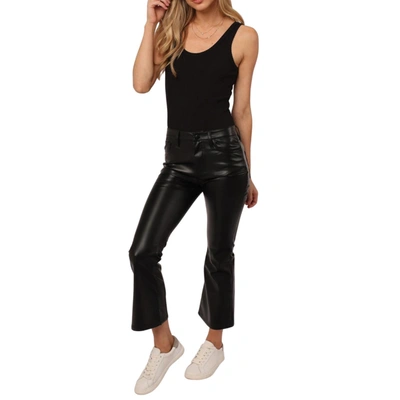 Shop Dear John Denim Jeanne Super High Rise Cropped Flare Vegan Leather Pants In Black
